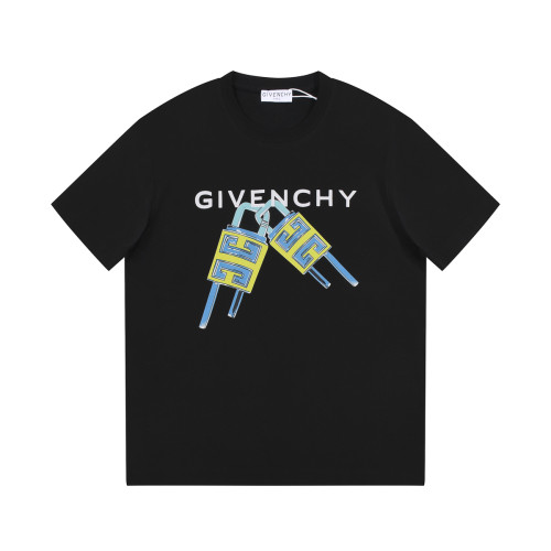 Givenchy Concentric Lock Graphic Print Cotton Short Sleeves Casual Unisex T-Shirt