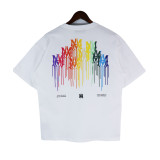 AMiri Drip Printing Round Neck Short Sleeve Unisex Casual Cotton T-shirt