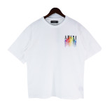 AMiri Drip Printing Round Neck Short Sleeve Unisex Casual Cotton T-shirt