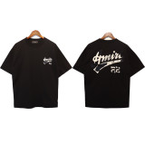 Amiri Crack Logo Print Round Neck T-shirt Unisex HighStreet Loose Short Sleeve