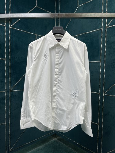 Louis Vuitton Cotton Cut-Out Pattern Shirt Unisex Logo Embroidered Long-Sleeve Shirt Coats