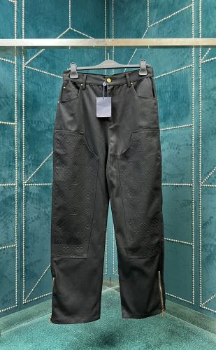 Louis Vuitton Casual Jeans Men Monogram Embossing Logo Denim Sports Pants