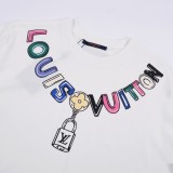 Louis Vuitton Embroidery Letter LOGO Print Short Sleeve Unisex Cotton T-Shirts