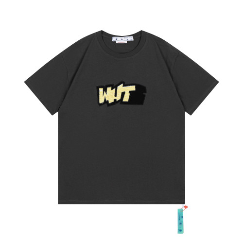 Off White Logo Letters Embroidery Short Sleeve Unisex Casual T-shirt