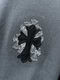Chrome Hearts Leather Cross Embroid Cross Short Sleeve Fashion Causal T-shirt