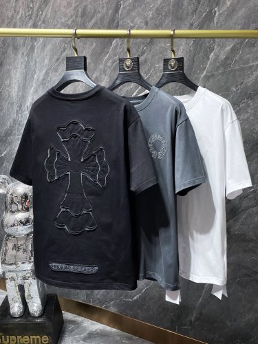 Chrome Hearts Embroidered Hollow Cross Short Sleeve Fashion Unisex Casual T-shirt
