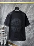 Chrome Hearts Leather Cross Embroidery Short Sleeve Unisex Cotton Causal T-shirt