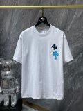 Chrome Hearts Unisex Colored Leather Cross Contrast Short Sleeve Tee