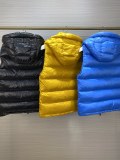 Moncler Moka Lacquered Pudding Quilted Hoodies Down Vest Unisex Classic Ectangular Articulated Seam Vest