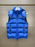 Moncler Moka Lacquered Pudding Quilted Hoodies Down Vest Unisex Classic Ectangular Articulated Seam Vest