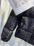 Gucci Classic Logo Print Unisex Down Jacket Nylon Canvas Hoodies Down Jacket Coat