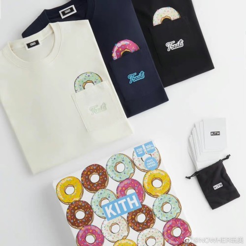 KITH Treats Unisex Prints Short Sleeves Treats Donut Special Loose casual T-Shirts