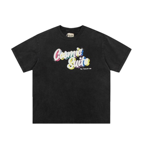 Gallery Dept Washed Old Rainbow Letter Short Sleeve Unisex Casual T-Shirt