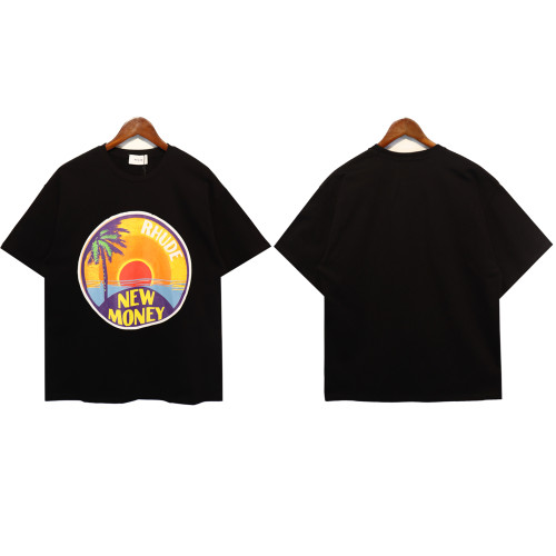 Rhude Coconut Letter Print Couple Short Sleeve Unisex Cotton Oversize T-Shirt