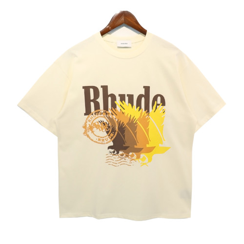 Rhude Eagle Letter Print Couple Short Sleeve Couple Oversize Cotton T-Shirt