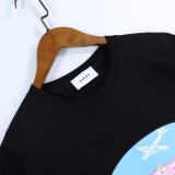 Rhude Anime Cartoon Letter Print T-Shirt Couple Oversize Cotton Short Sleeve