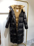 Moncler Classic Fashion Women Maya Long Bread Down Jacket Hoodies Waistband Feather Down Jacket Coats