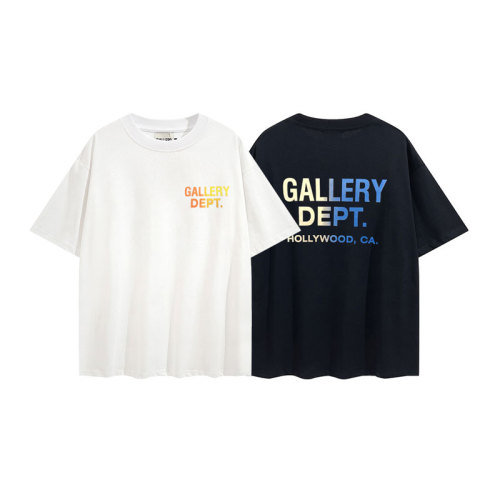 Gallery Dept Gradient Letter Print Short Sleeve Unisex Loose Cotton T-shirt