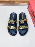 Versace Fashion Men Cowhide Slippers Pattern Logo Slippers Shoes