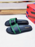 Versace Fashion Men Cowhide Slippers Pattern Logo EmbroiderySlippers Shoes