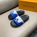 Louis Vuitton Classic Logo Print Men Slippers Fashion Casual Leather Sandal Slippers