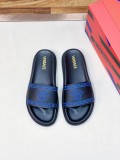 Versace Fashion Men Cowhide Slippers Pattern Logo Slippers Shoes