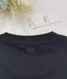 Ami Embroidered Peach Heart Short Sleeve Cotton Unisex Round Neck T-Shirts