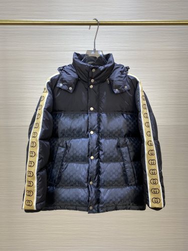Gucci Unisex Hooded Reflective Down Jacket Jacquard Obscure Coat