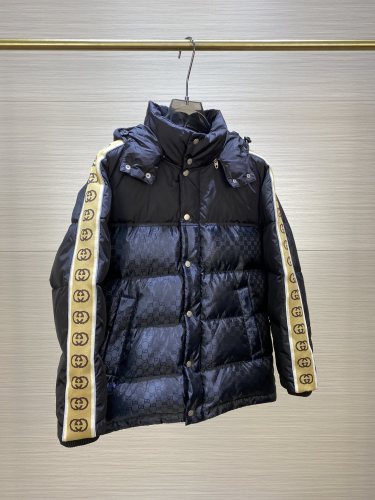Gucci Unisex Hooded Reflective Down Jacket Jacquard Obscure Coat