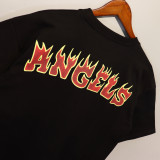 Palm Angels Couple Flame Logo Print Loose Clip Short Sleeve