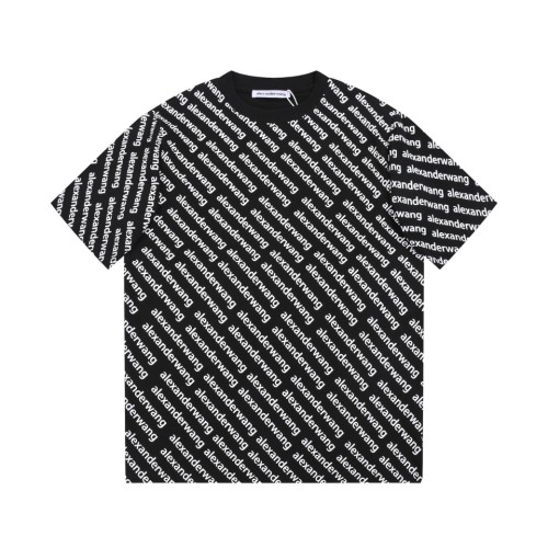 Alexander Wang AOP Logo T-shirt Unisex Simple Loose Short Sleeve