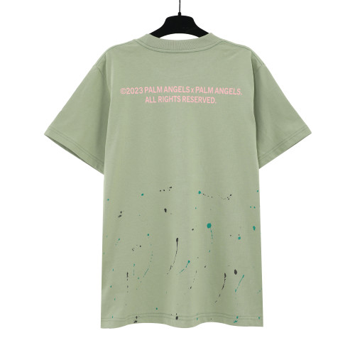 Palm Angels Speckled Cotton Short Sleeve Fashion Casual Loose T-shirt