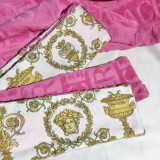 Versace Unisex Fashion Cotton Pink Bathrobe Egyptian Yarn Cut Jacquard Home Clothing Robes