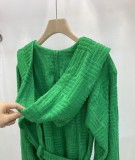 Bottega Veneta Fashion Unisex Cotton Cut Fleece Jacquard Bathrobe Retro Green Home Clothing Robes
