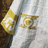 Versace Unisex Fashion Cotton White Bathrobe Egyptian Yarn Cut Jacquard Home Clothing Robes