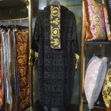 Versace Unisex Fashion Cotton Black Bathrobe Egyptian Yarn Cut Jacquard Home Clothing Robes