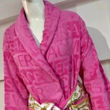 Versace Unisex Fashion Cotton Pink Bathrobe Egyptian Yarn Cut Jacquard Home Clothing Robes