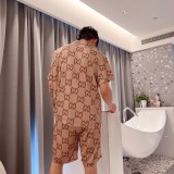 Gucci Unisex Silk Thick Fabric Skin Friendly Light Comfortable Homewear Fashion Pajamas Suits