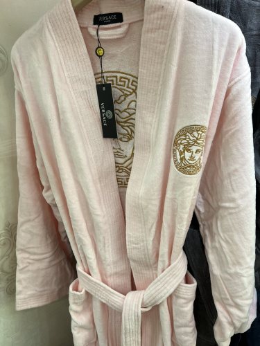 Versace Fashion Unisex Cotton Embroidery Logo Bathrobe Retro Home Clothing Robes One Size
