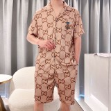 Gucci Unisex Silk Thick Fabric Skin Friendly Light Comfortable Homewear Fashion Pajamas Suits