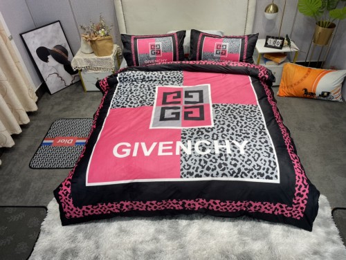 Givenchy Digital Print Beding Set Double-Sided Thickening Baby Fleece Four-Piece Set Quilt Cover:200*230 Bed Sheet 245*250 Pillowcase 48*74*2