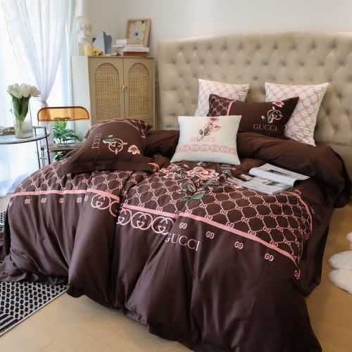 Gucci Digital Print Satin Long-Staple Cotton Beding Set Embroidery Four-Piece Set