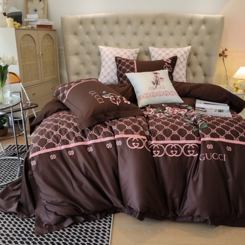 Gucci Digital Print Satin Long-Staple Cotton Beding Set Embroidery Four-Piece Set