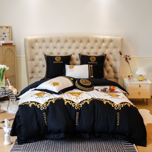 Versace Digital Print Satin Long-Staple Cotton Beding Set Golden Thread Embroidery Four-Piece Set