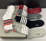 Thom Browne Classic Logo Cotton Socks Fashion Casual Socks 5 Pairs/Box