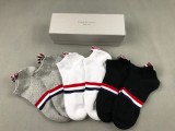 Thom Browne Classic Logo Cotton Socks Fashion Casual Low Socks 6 Pairs/Box