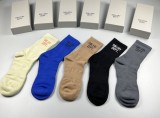 Gallery Dept Classic Letter Print Cotton Socks Fashion Casual Candy Color Sports Calf Socks 5 Pairs/Box
