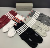 Thom Browne Classic Logo Cotton Socks Fashion Casual Socks 5 Pairs/Box