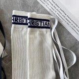 Dior Fashion Casual Cotton Embroidery Logo Socks Jacquard Letter Lace-Up Calf Socks 1 Pairs
