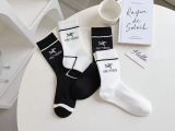 Arc'teryx Classic Logo Embroidery Cotton Socks Fashion Black White Casual Sports Socks 1 Pairs